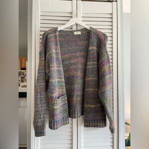 Anthropologie | T.La Gray and Pink Chunky Knit Cardigan Sweater